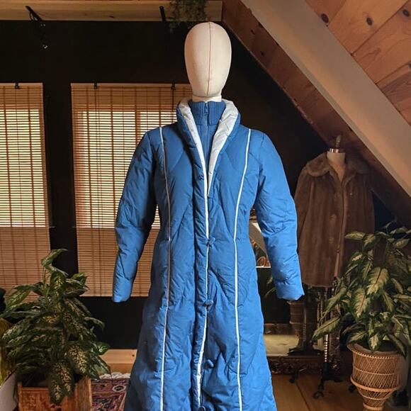 Vintage Long Puffer Jacket Down Feather - Picture 1 of 7
